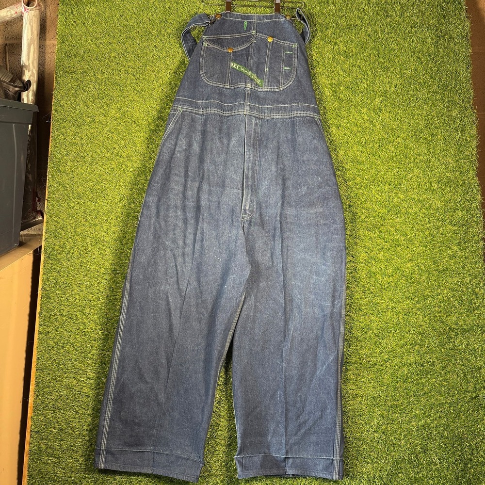 KEY Imperial Denim Overalls‎ 2XL Carpenter Workwear USA Made Vintage 90s